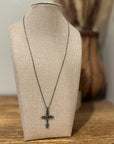 Sterling Silver Black Tone Cross Pendant Neckalce
