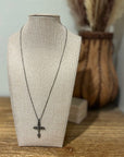 Sterling Silver Black Tone Cross Pendant Neckalce