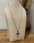 Sterling Silver Black Tone Cross Pendant Neckalce