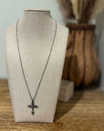 Sterling Silver Black Tone Cross Pendant Neckalce