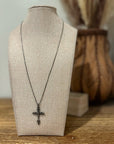 Sterling Silver Black Tone Cross Pendant Neckalce