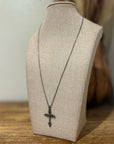 Sterling Silver Black Tone Cross Pendant Neckalce