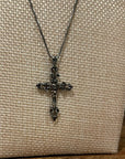 Sterling Silver Black Tone Cross Pendant Neckalce