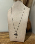 Sterling Silver Black Tone Cross Pendant Neckalce