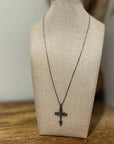 Sterling Silver Black Tone Cross Pendant Neckalce