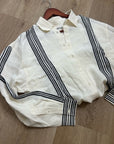 Madewell Linen Cotton Vertical Stripe Cream Black Button-Up Shirt