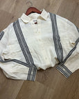 Madewell Linen Cotton Vertical Stripe Cream Black Button-Up Shirt
