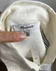 Madewell Linen Cotton Vertical Stripe Cream Black Button-Up Shirt