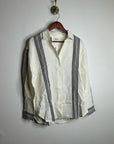 Madewell Linen Cotton Vertical Stripe Cream Black Button-Up Shirt
