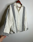 Madewell Linen Cotton Vertical Stripe Cream Black Button-Up Shirt