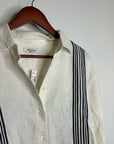 Madewell Linen Cotton Vertical Stripe Cream Black Button-Up Shirt