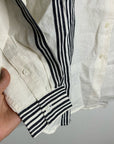 Madewell Linen Cotton Vertical Stripe Cream Black Button-Up Shirt