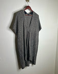 Eileen Fisher Organic Linen Wool Knit Black White Sleeveless Tunic Sweater
