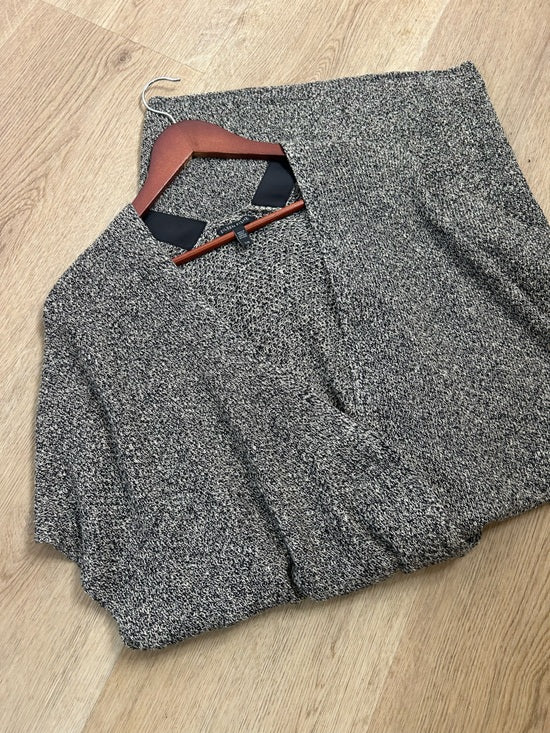 Eileen Fisher Organic Linen Wool Knit Black White Sleeveless Tunic Sweater