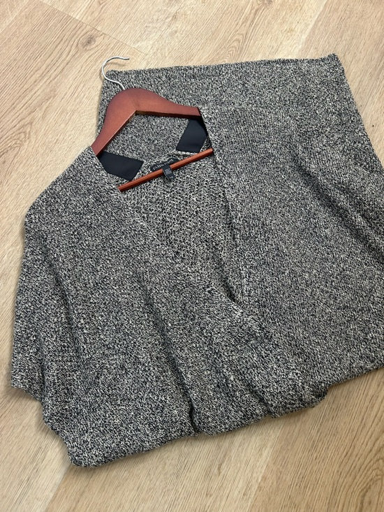 Eileen Fisher Organic Linen Wool Knit Black White Sleeveless Tunic Sweater