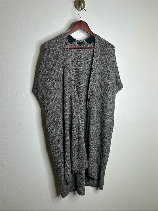 Eileen Fisher Organic Linen Wool Knit Black White Sleeveless Tunic Sweater
