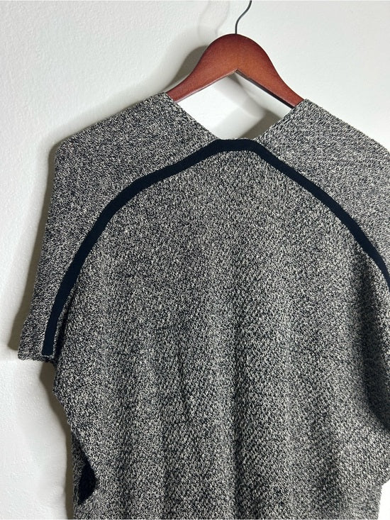 Eileen Fisher Organic Linen Wool Knit Black White Sleeveless Tunic Sweater