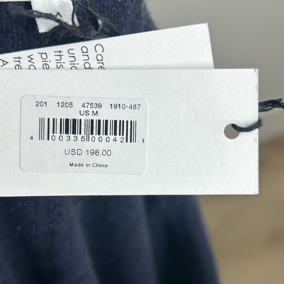 Unsubscribed 100% Cashmere Navy Blue V - Neck Oversized Sweater Front Seam