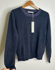 One Grey Day 100% Cashmere Blue Ribbed Two Tone Textured Pullover Sweater