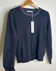 One Grey Day 100% Cashmere Blue Ribbed Two Tone Textured Pullover Sweater
