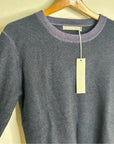 One Grey Day 100% Cashmere Blue Ribbed Two Tone Textured Pullover Sweater
