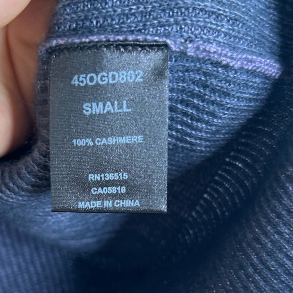 One Grey Day 100% Cashmere Blue Ribbed Two Tone Textured Pullover Sweater