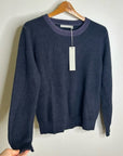 One Grey Day 100% Cashmere Blue Ribbed Two Tone Textured Pullover Sweater