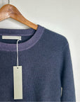 One Grey Day 100% Cashmere Blue Ribbed Two Tone Textured Pullover Sweater