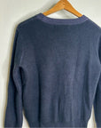 One Grey Day 100% Cashmere Blue Ribbed Two Tone Textured Pullover Sweater