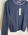One Grey Day 100% Cashmere Blue Ribbed Two Tone Textured Pullover Sweater