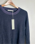 One Grey Day 100% Cashmere Blue Ribbed Two Tone Textured Pullover Sweater