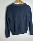 One Grey Day 100% Cashmere Blue Ribbed Two Tone Textured Pullover Sweater