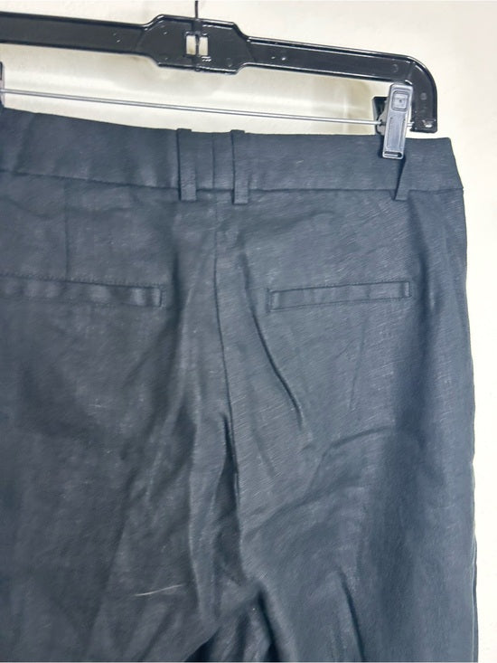 Banana Republic 100% Linen High Rise Relaxed Straight Leg Trouser Pant in Black