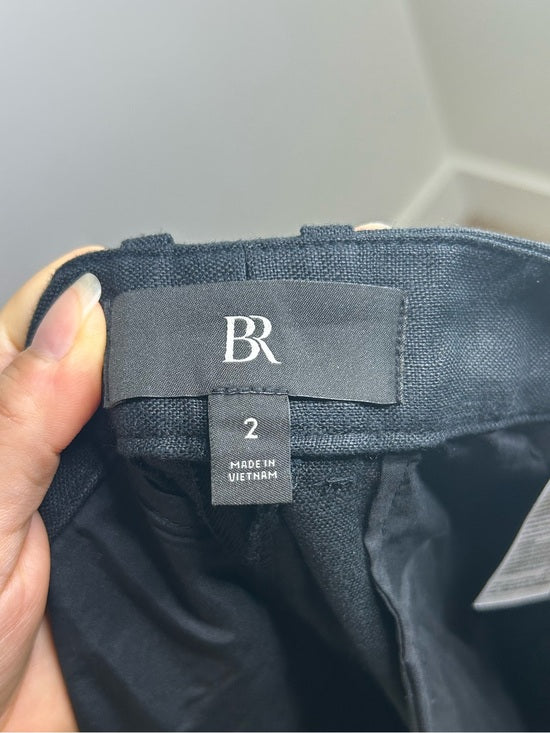 Banana Republic 100% Linen High Rise Relaxed Straight Leg Trouser Pant in Black