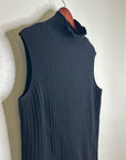 Lafayette 148 100% Cashmere Black Ribbed Turtleneck Knit Rib Sweater Tank Top