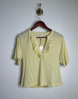 Nation LA 100% Pima Cotton Blondie Short Sleeve Ruffle Top in Custard