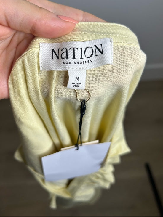 Nation LA 100% Pima Cotton Blondie Short Sleeve Ruffle Top in Custard