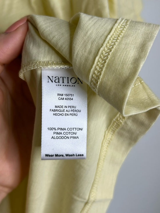 Nation LA 100% Pima Cotton Blondie Short Sleeve Ruffle Top in Custard