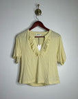 Nation LA 100% Pima Cotton Blondie Short Sleeve Ruffle Top in Custard