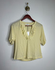 Nation LA 100% Pima Cotton Blondie Short Sleeve Ruffle Top in Custard