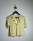 Nation LA 100% Pima Cotton Blondie Short Sleeve Ruffle Top in Custard