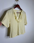 Nation LA 100% Pima Cotton Blondie Short Sleeve Ruffle Top in Custard