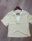 Nation LA 100% Pima Cotton Blondie Short Sleeve Ruffle Top in Custard