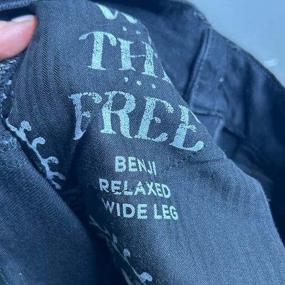 Free People 100% Cotton Black Benji Relaxed Wide Leg Jean