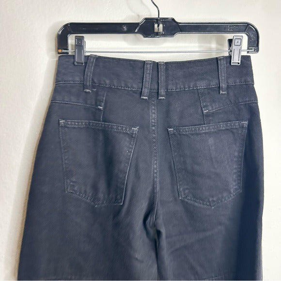 Free People 100% Cotton Black Benji Relaxed Wide Leg Jean