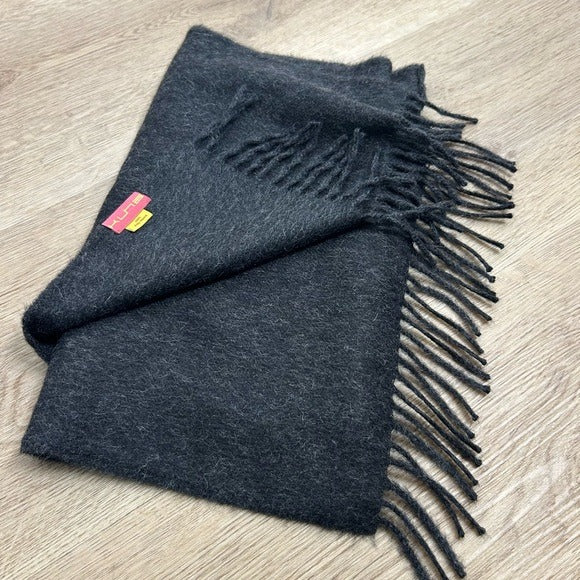 Kuna KUNA 100% Baby Alpaca Fringe Charcoal Gray Tassel Scarf
