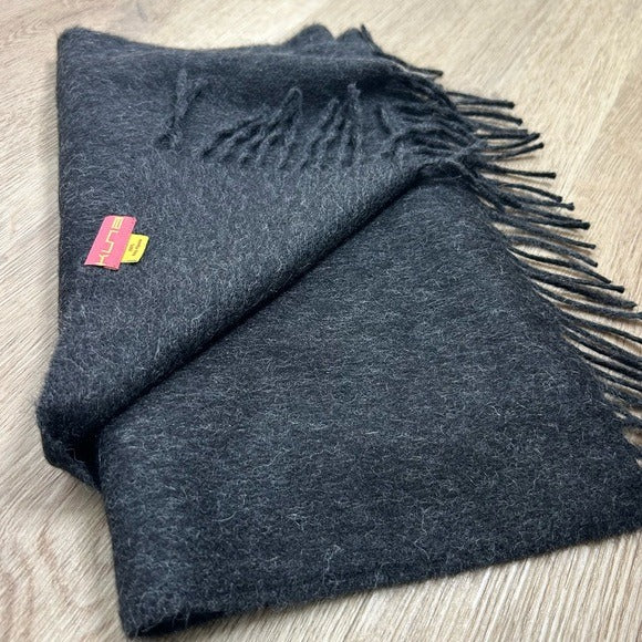 Kuna KUNA 100% Baby Alpaca Fringe Charcoal Gray Tassel Scarf