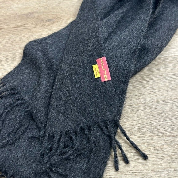 Kuna KUNA 100% Baby Alpaca Fringe Charcoal Gray Tassel Scarf