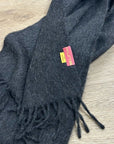 KUNA 100% Baby Alpaca Fringe Charcoal Gray Tassel Scarf