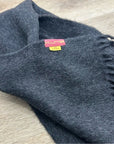 KUNA 100% Baby Alpaca Fringe Charcoal Gray Tassel Scarf